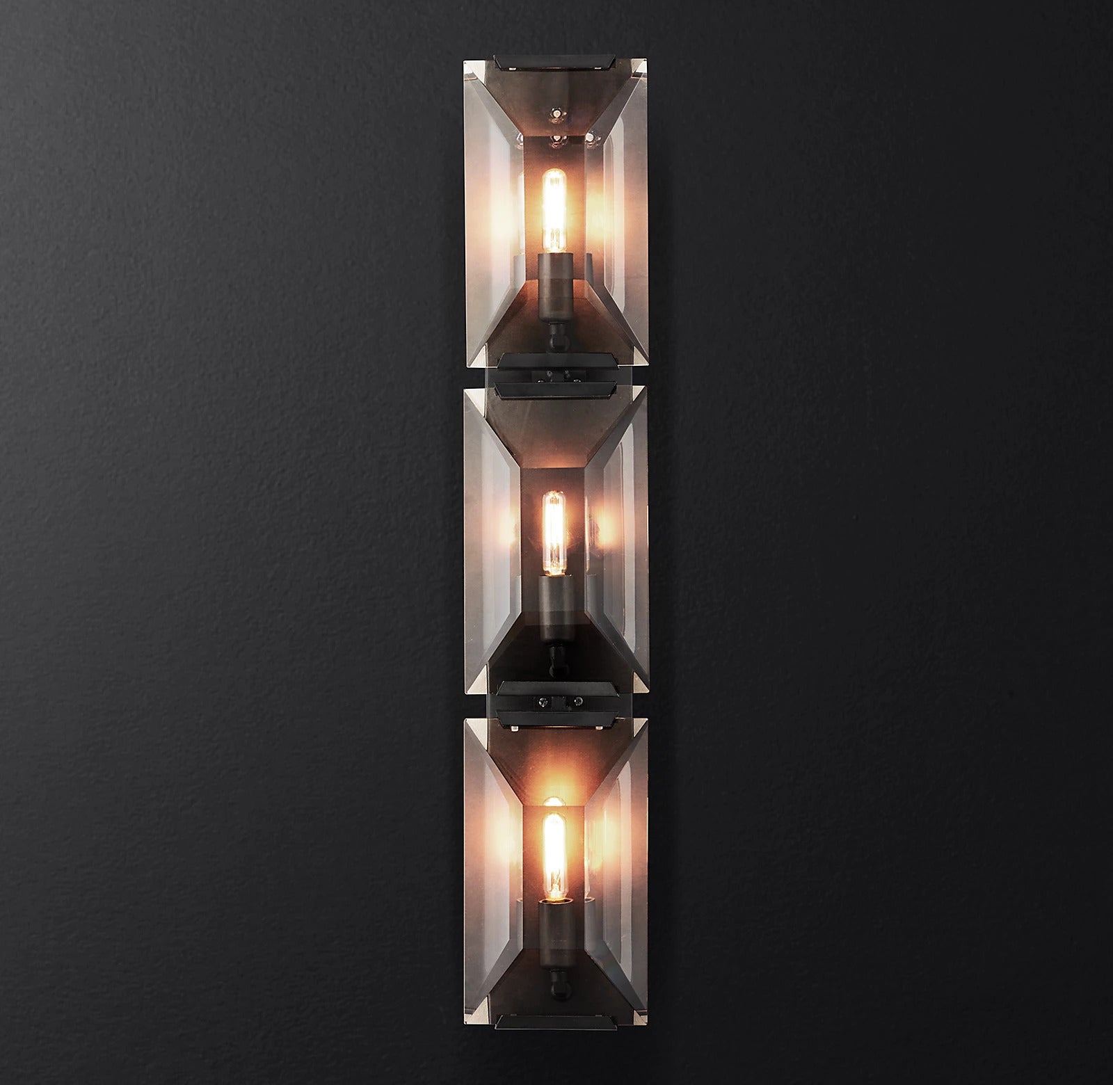 Hare Faceted Crystal Glass Triple Wall Sconce -OSLANI 