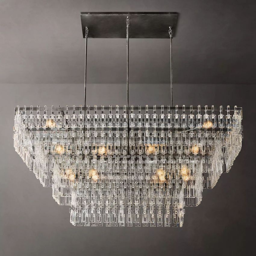 Modern luxury Four-Tier Rectangular Chandelier 72"-OSLANI 