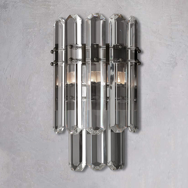 Concentric Long Of Faceted Crystal Wall Sconce - OSLANI 