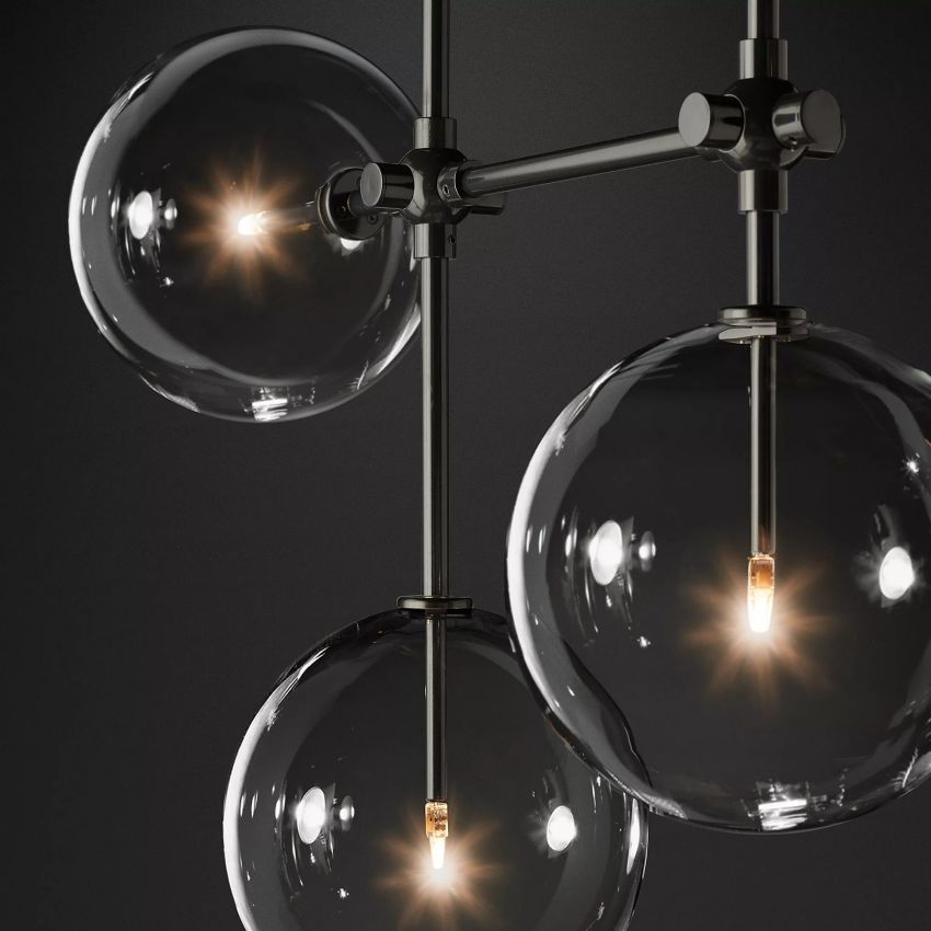Glass Globe Moblie Linear Chandelier 60" |  OSLANI 