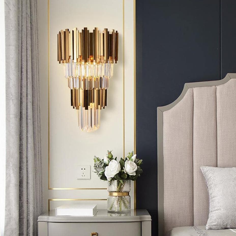 Gold Plated 2 Layer Crystal Wall Sconce- OSLANI 