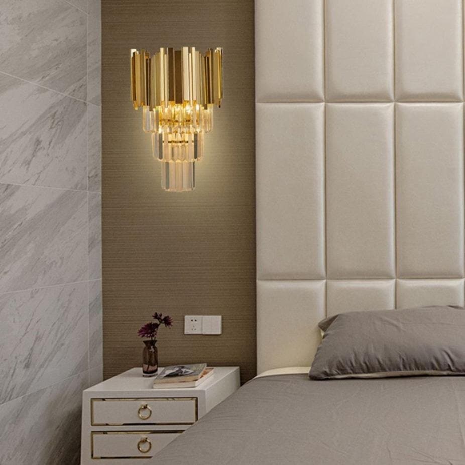 Gold Plated Cone Crystal Wall Sconce- OSLANI 