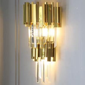 Gold Plated 2 Layer Crystal Wall Sconce-OSLANI 