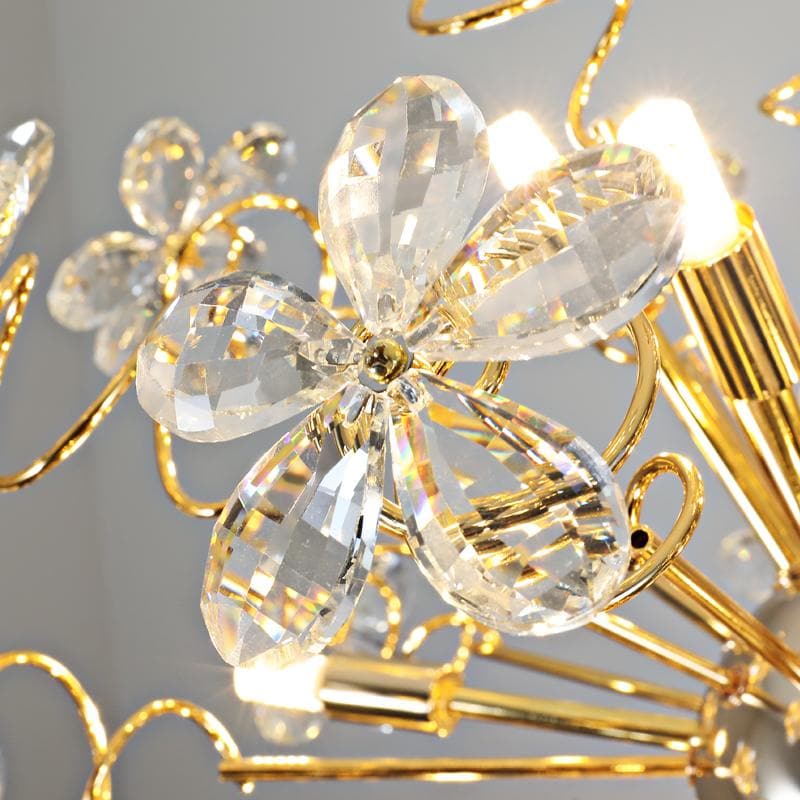 Golden Faceted Crystal Petal Dandelion Chandelier 24"-OSLANI 