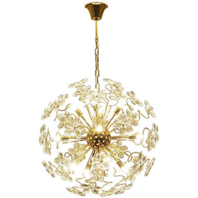 Golden Faceted Crystal Petal Dandelion Chandelier 24"-OSLANI 